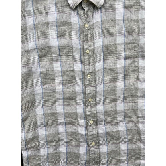 Saks Fifth Avenue Italian Linen Plaid Resort Casual Luxury Shirt Men’s Size L - Picture 3 of 10
